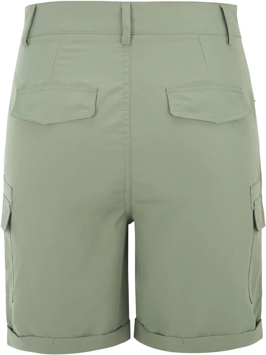 Women's Cargo Shorts Summer High Waisted Cuffed Front Seam Military Shorts Dressy Casual Hiking Short with Pockets