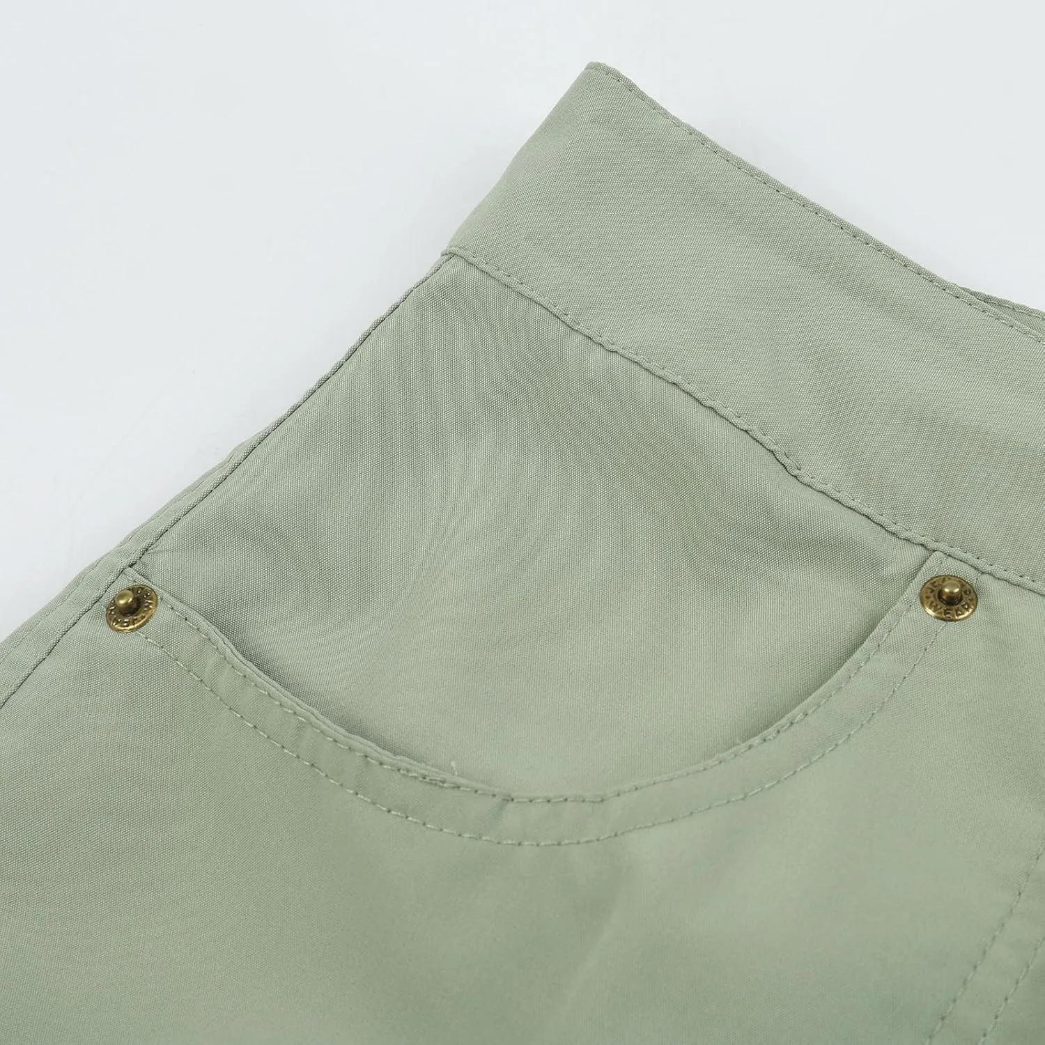 Women's Cargo Shorts Summer High Waisted Cuffed Front Seam Military Shorts Dressy Casual Hiking Short with Pockets