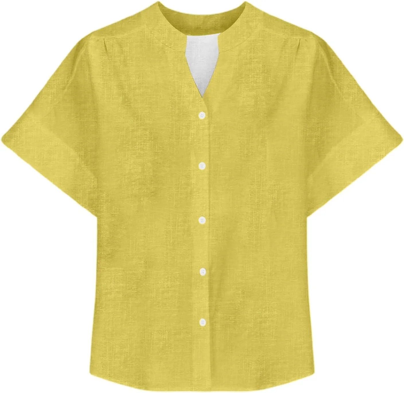 Womens Casual Shirts 2025 Summer Linen Button Down Shirt Rolled Cuffed Short Sleeve Blouse Casual Beach Cotton Tops