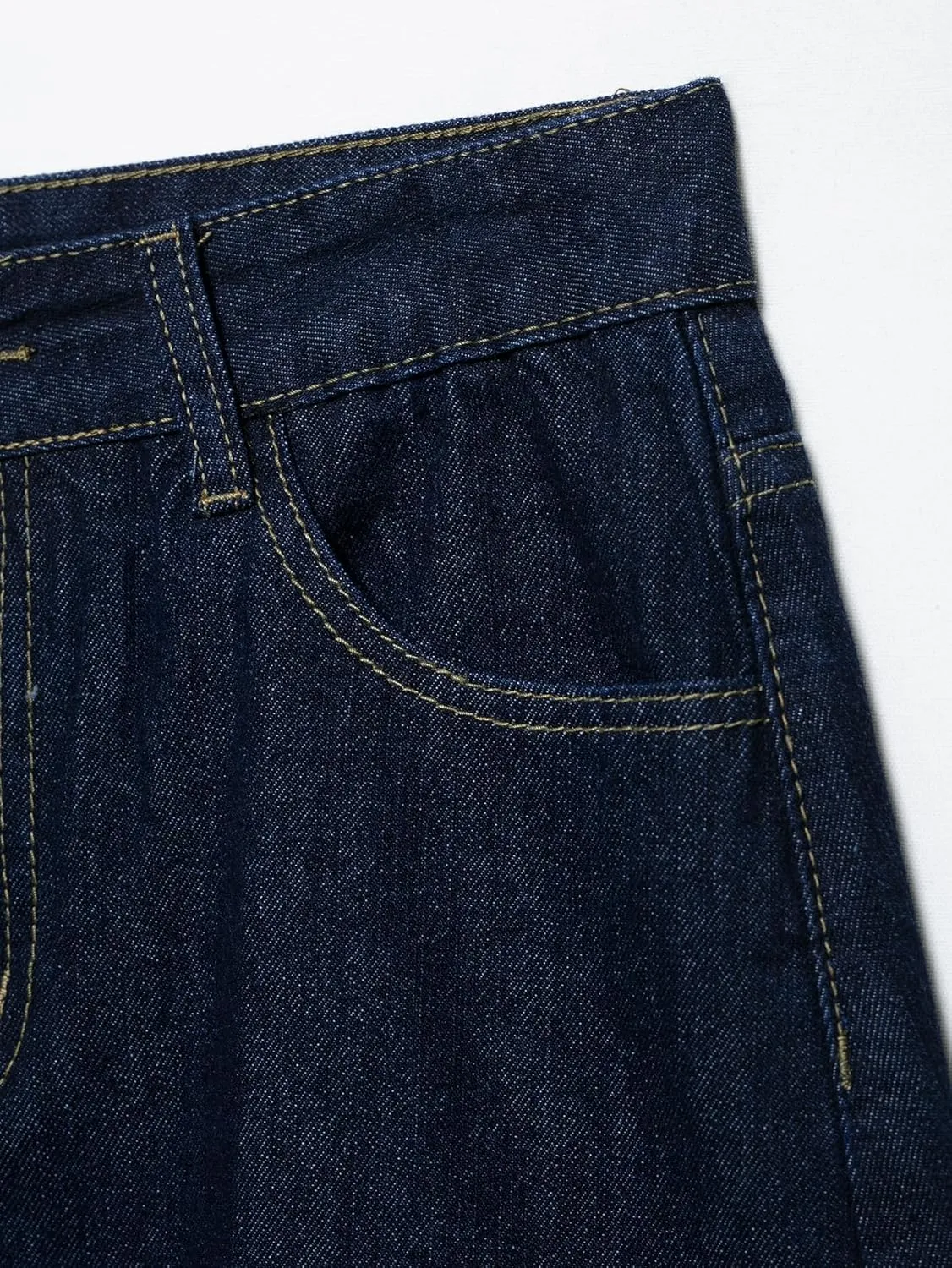 Women's Classic Vintage Short Denim Skirt, Cuffed Hem with Utility Pockets