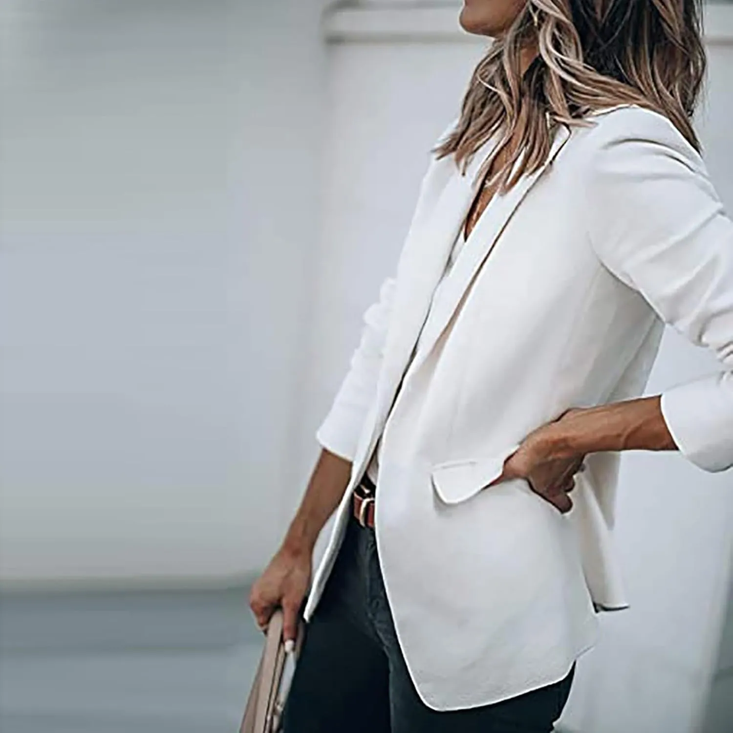 Women's Fall Fashion 2024 Casual Blazers Long Sleeve Open Front Work Office Suit Jackets Blazer with Pockets