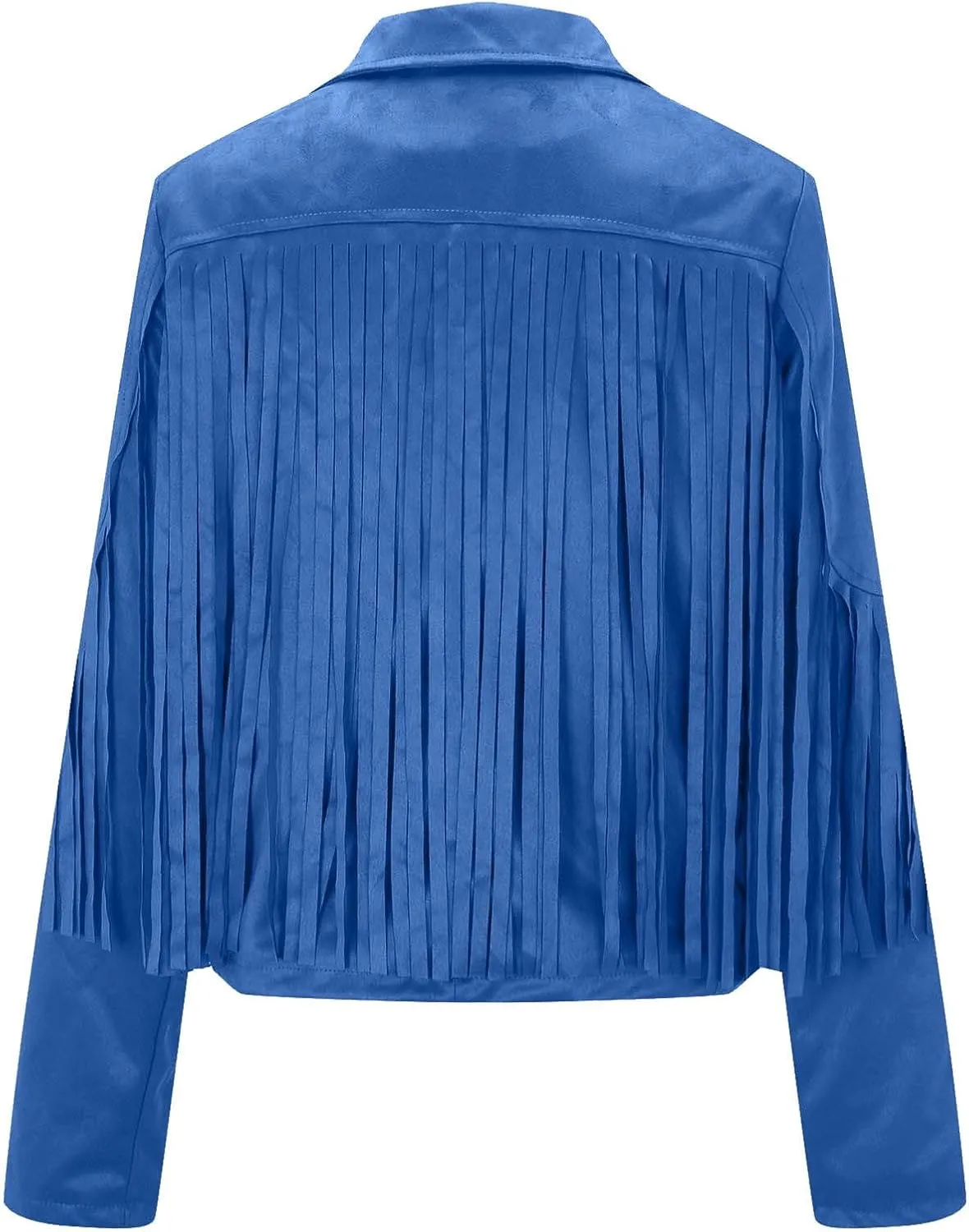 Women's Faux Suede Leather Fringe Jacket Cowgirl Crop Moto Biker Jackets Open Front Tassel Coat Tops 2024 Trendy