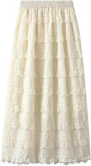 Womens High Waist Pearl Pleated Skirts Lightweight Flowy A Line Drape Fairy Skirt Carnival Holiday Party Dance Skirt