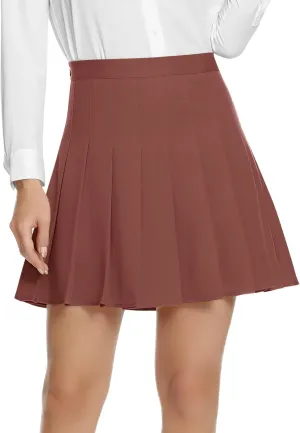 Women's High Waist Pleated Skater School Tennis Skirts