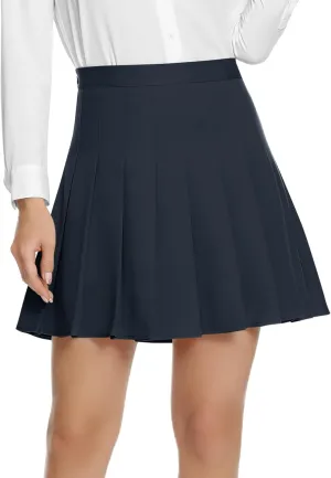 Women's High Waist Pleated Skater School Tennis Skirts