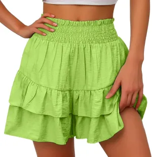Women's High Waist Ruffle Mini Skirt Cute Flowy Beach Pleated Short Skirt 2025 Summer Fashion Trendy Skorts