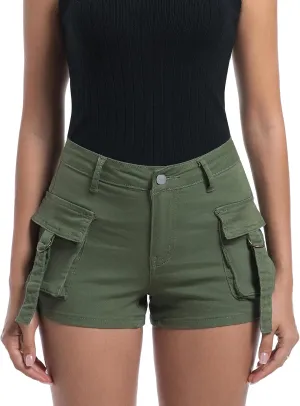 Womens High Waisted Cargo Shorts Casual Summer Denim Stretchy Jeans Chino Shorts Y2K