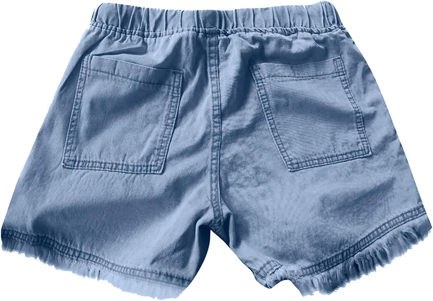 Womens High Waisted Denim Shorts Casual Baggy Trendy Short Pants Elastic Waist Drawstring Frayed Raw Hem Shorts