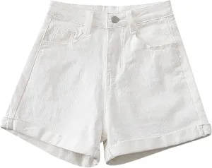 Women's High Waisted Stretchy Denim Shorts Casual Summer Wide Leg Jean Shorts Trendy A Line Design Loose Fit Jorts