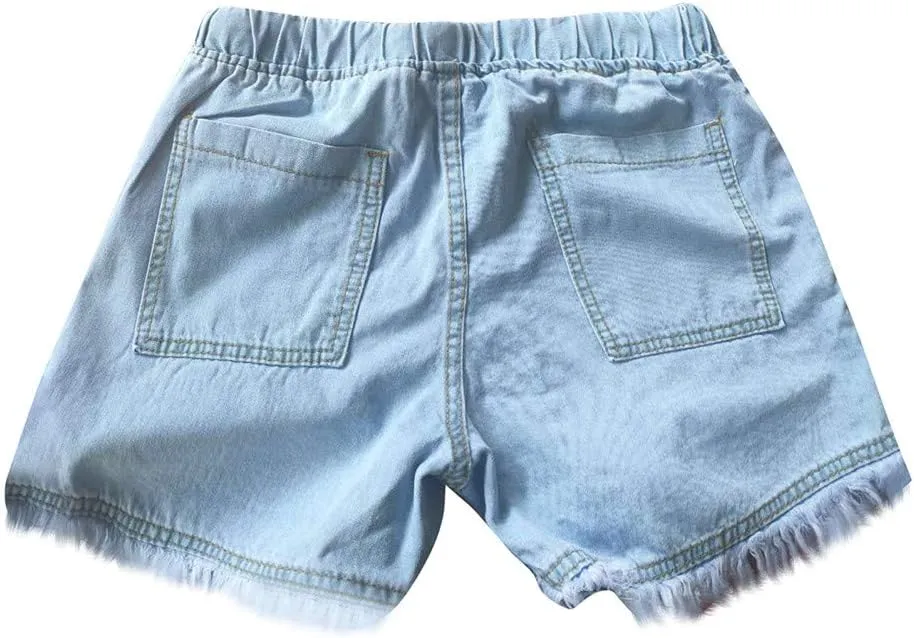 Womens Jean Shorts Plus Size High Waisted Stretchy Casual Denim Shorts Ripped Frayed Hem Summer Trendy Holiday Pants