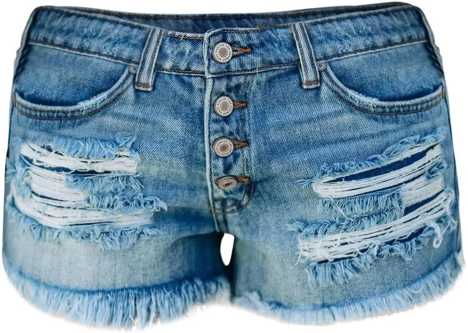 Womens Jean Shorts Plus Size High Waisted Stretchy Casual Denim Shorts Ripped Frayed Hem Summer Trendy Holiday Pants
