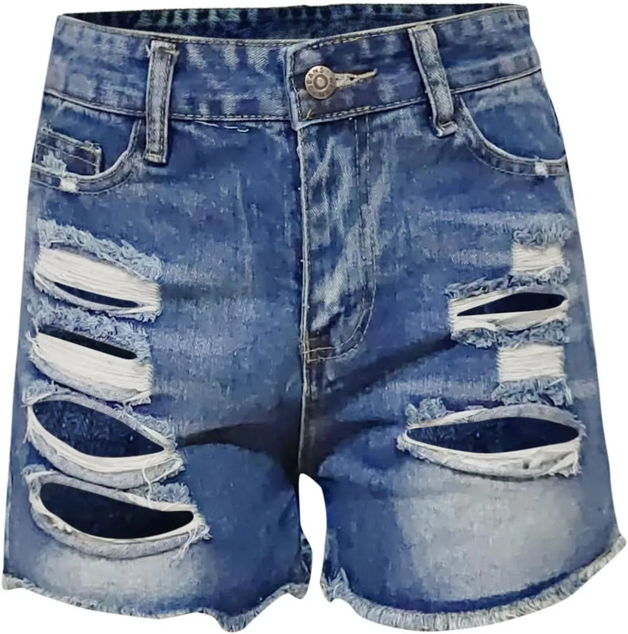Womens Jean Shorts Plus Size High Waisted Stretchy Casual Denim Shorts Ripped Frayed Hem Summer Trendy Holiday Pants