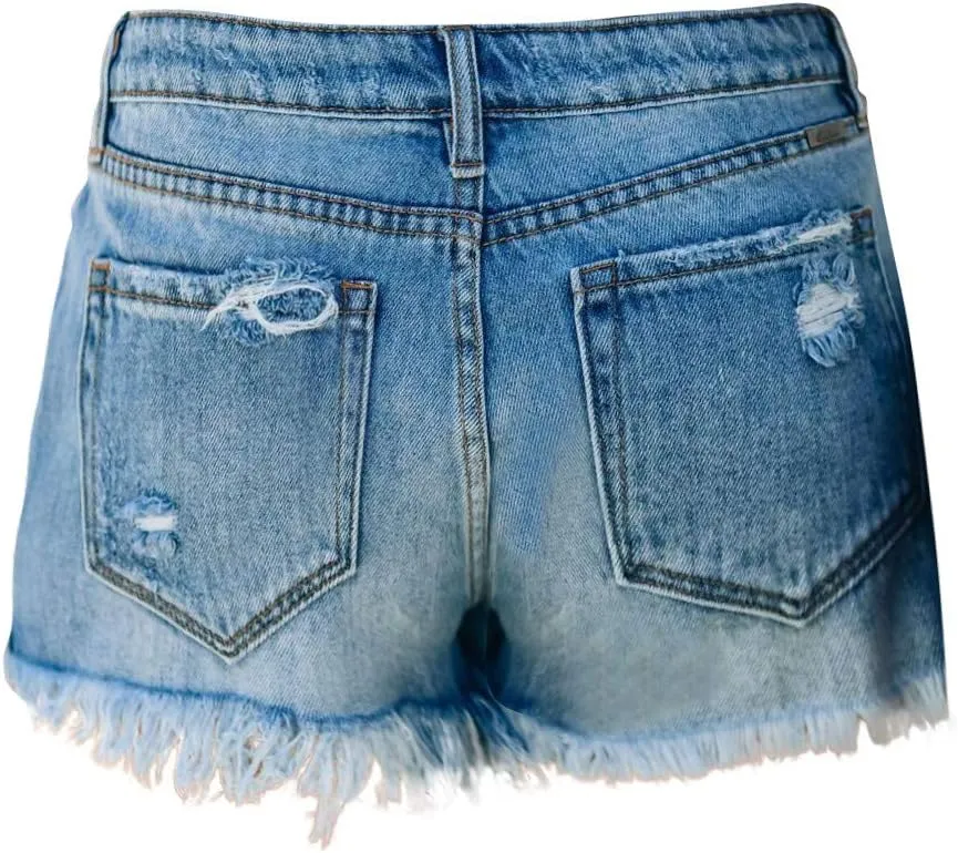 Womens Jean Shorts Plus Size High Waisted Stretchy Casual Denim Shorts Ripped Frayed Hem Summer Trendy Holiday Pants