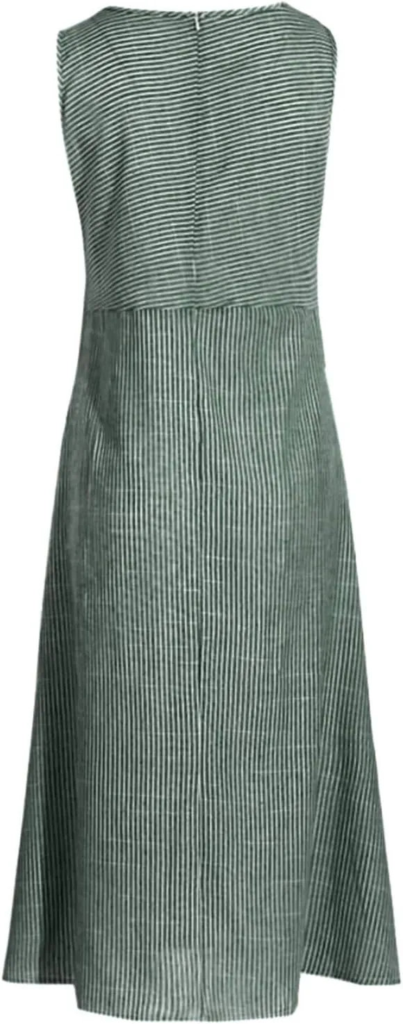 Womens Maxi Dress Linen Dress Summer Sun Dresses Casual Sleeveless Vintage Plus Size Dresses Long with Pockects