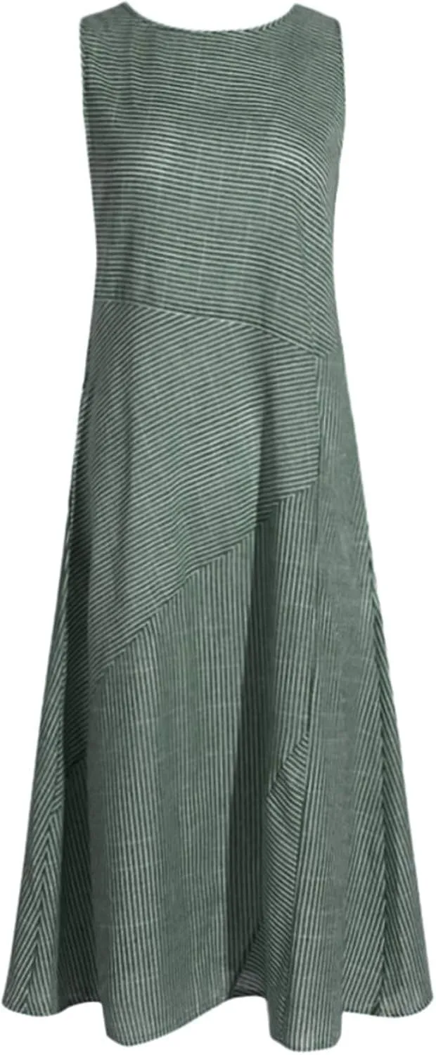 Womens Maxi Dress Linen Dress Summer Sun Dresses Casual Sleeveless Vintage Plus Size Dresses Long with Pockects