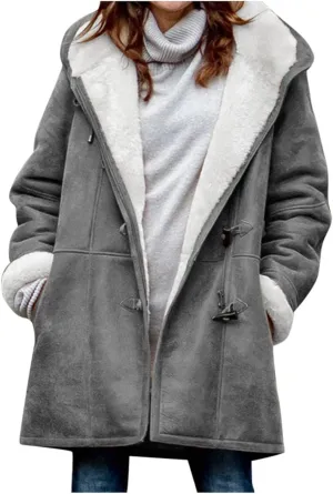 Womens Oversized Winter Coat Faux Suede Jacket Women Plus Size Open Front Cardigan Jacket Fleece Lined Sherpa Jacket