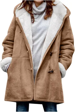 Womens Oversized Winter Coat Faux Suede Jacket Women Plus Size Open Front Cardigan Jacket Fleece Lined Sherpa Jacket