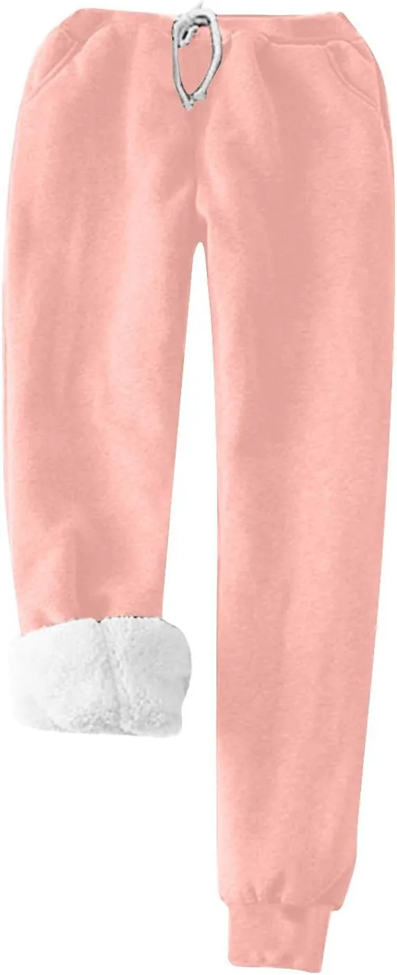 Womens Sherpa Lined Lounge Set 2 Piece Outfits Fleece Pullover Tops with Pants Loungewear Soft Warm Cozy Pajamas Sets