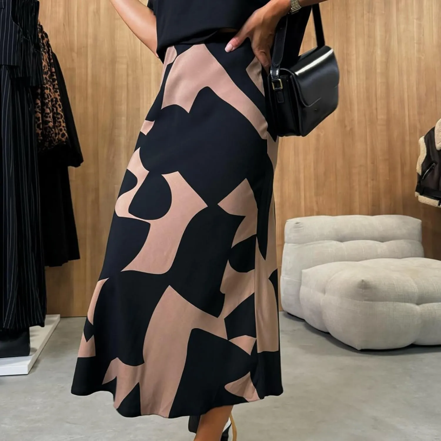 Womens Skirt 2024 Floral Print Hip-Wrapped Tight Skirts Sexy Ruched Solid Color Bodycon Skirt High Waisted Skirts