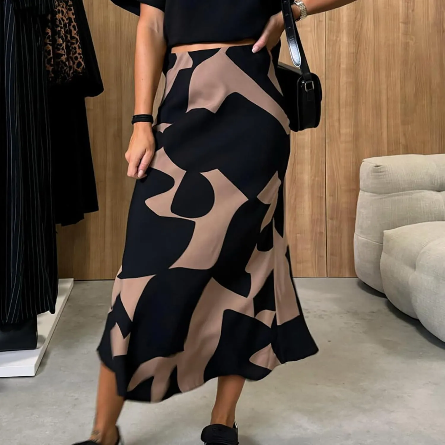 Womens Skirt 2024 Floral Print Hip-Wrapped Tight Skirts Sexy Ruched Solid Color Bodycon Skirt High Waisted Skirts
