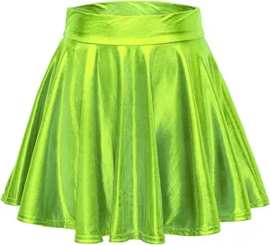Women's Skirt Mini Casual Fashion Pleated Shiny Skirt A-Line Flared Women's Skirt Skirts for Women Trendy Summer
