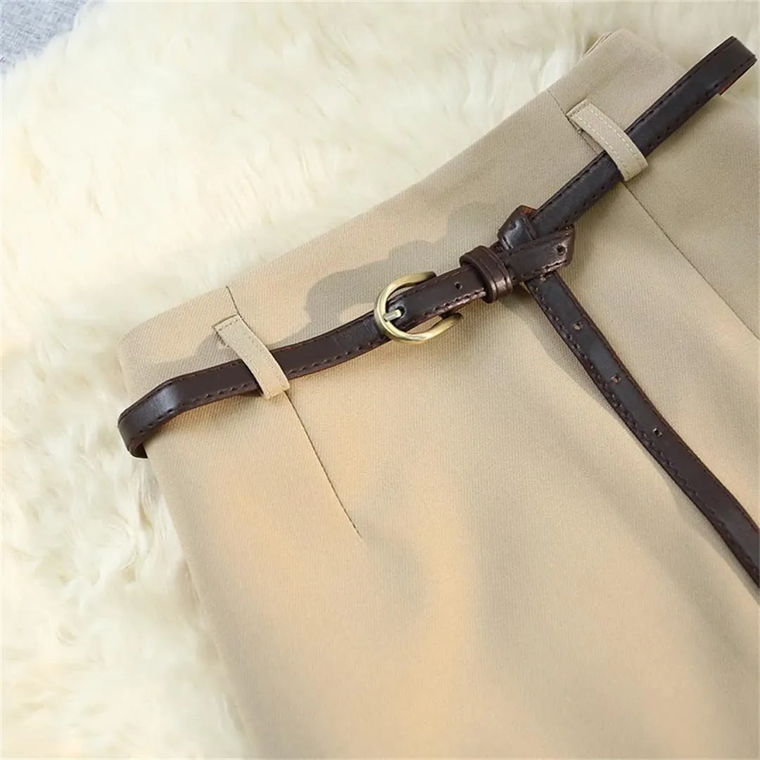 Womens Spring Autumn Skirts Elegant High Waist Front Split High Waist Office Skirts