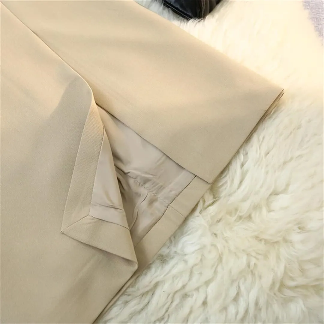 Womens Spring Autumn Skirts Elegant High Waist Front Split High Waist Office Skirts