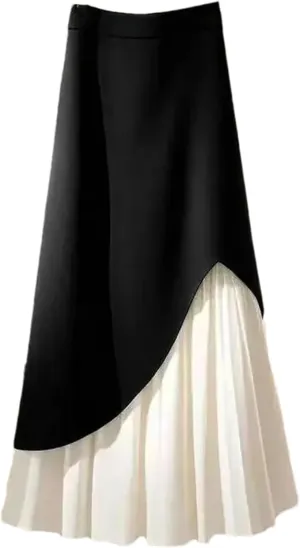 Women's Summer Pleated Midi Skirts French High Waist Office Lady Skirts