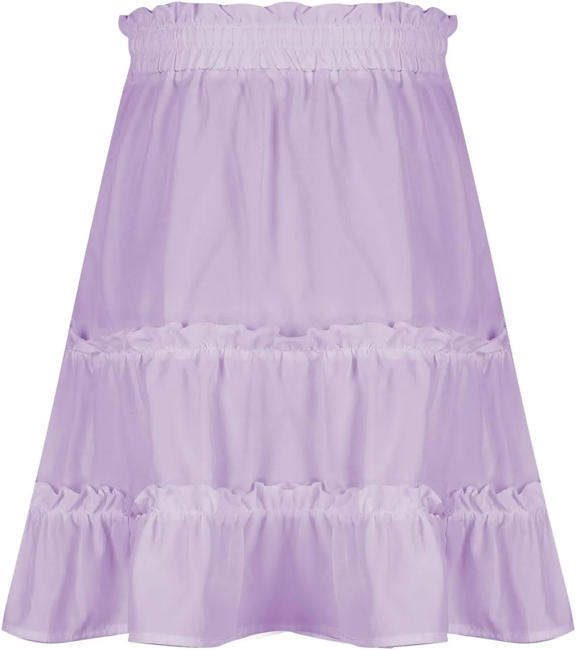 Women's Tiered Mini Skirts Elastic Ruffle Hem Beach Skirt Drawstring Stretch Flowy Pleated Boho Skirts