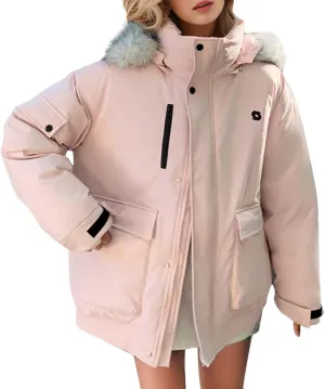 Women's Winter Coat Warm Parka Jacket Puffer Quilted Thicken Hooded Outerwear Coats Zip Up Casual Down Jackets