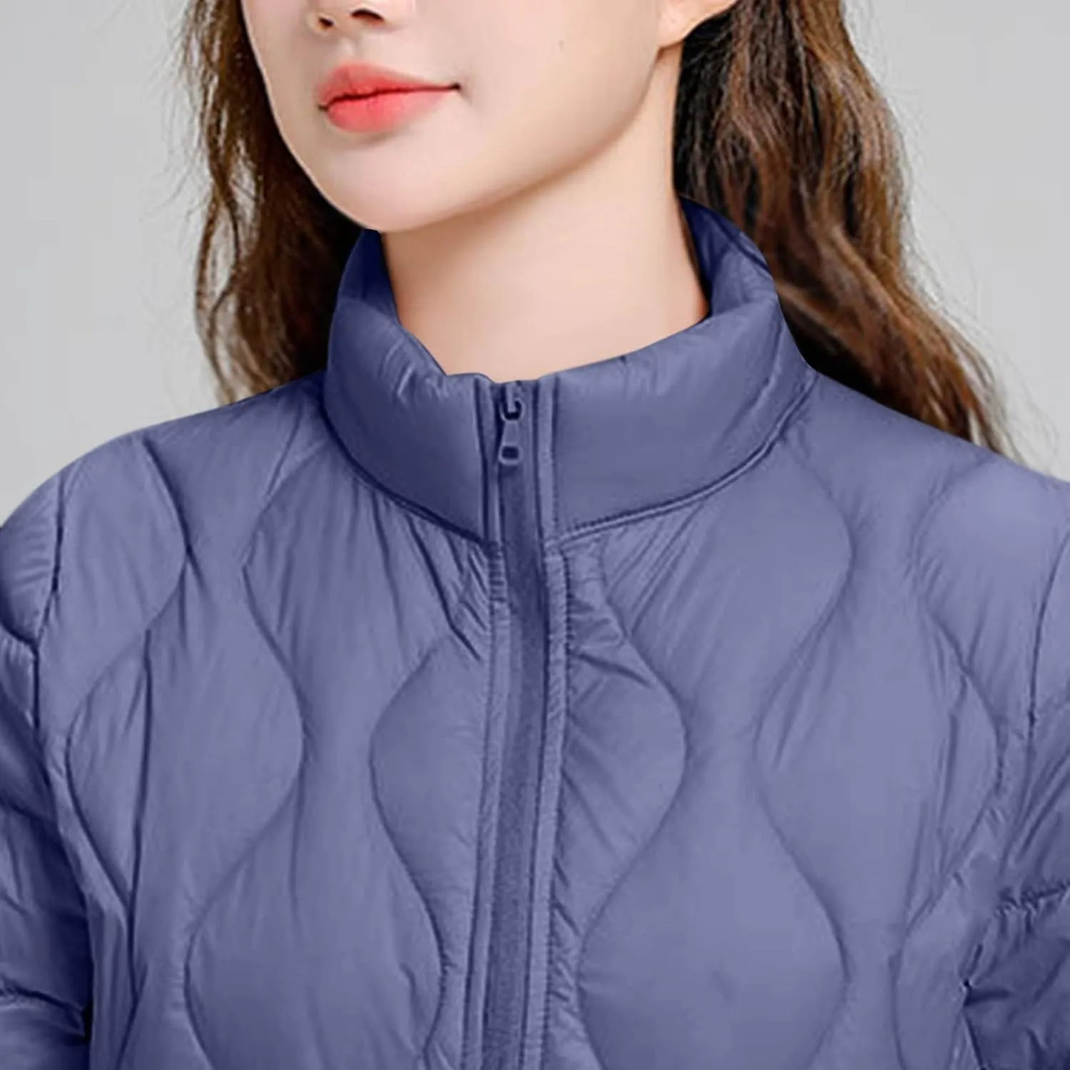 Women's Winter Lightweight Quilted Jackets Fashion Casual Long Sleeve Zip Puffer Down Coats Teen Girls Padded Jackets