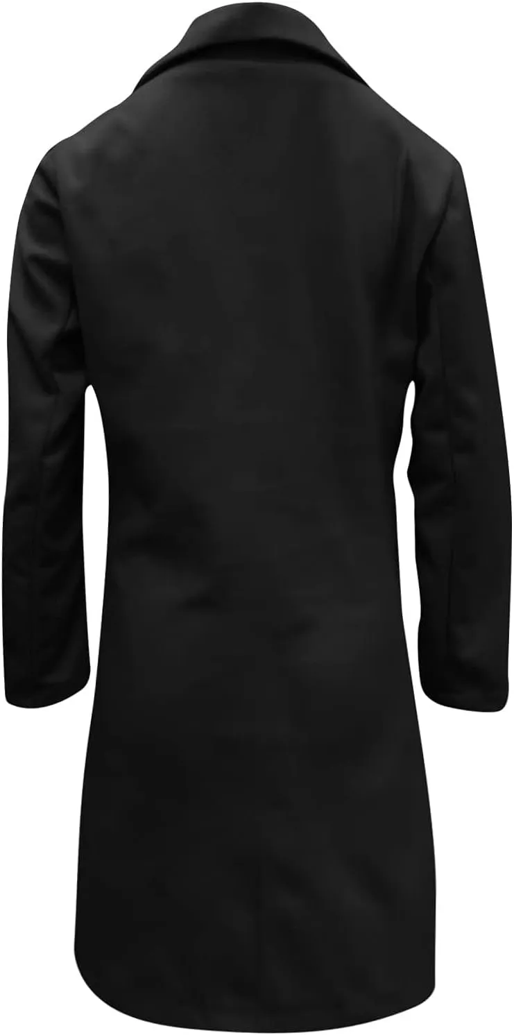 Women's Winter Wool Coat Elegant Notched Collar Double Breasted Wool Blend Over Coat Notch Lapel Trench Coat Overcoat