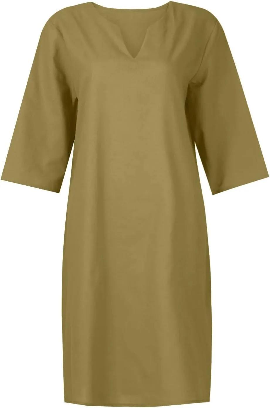 Work Dresses for Women 2025 Linen Shirt Dress Holiday Shift V Neck Short Sleeve Solid Color Casual Flowy Summer Dress