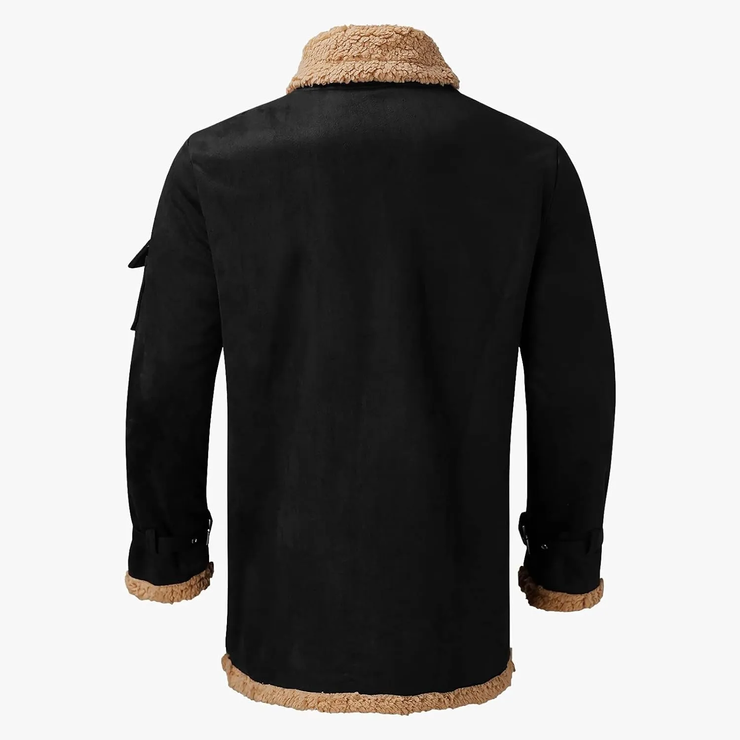 XIAXOGOOL Jackets For Men,Men's Shearling Coat Faux Suede Sherpa Lined Winter Thicken Warm Jacket With Pockets