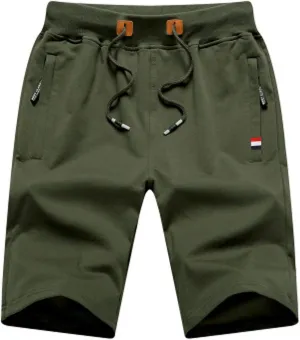 XUETON Mens Casual Lounge Shorts Fashion Comfy French Terry Cotton Shorts Workout Athletic Training Gym Shorts Summer Beach(Army Green,X-Large)