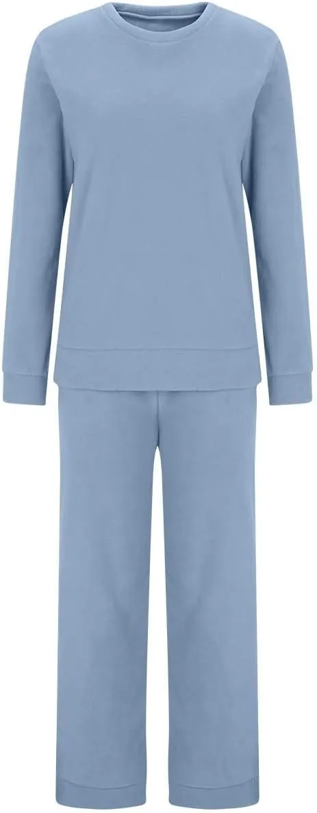 YRAETENM Lounge Sets for Women Fuzzy Fleece Long Sleeve 2 Piece Loungewear Outfits Sweater Pants Soft Lightweight Pajama Sets