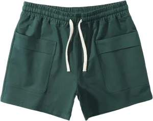 Zeiyignr Men's Shorts Casual Cotton Drawstring Elastic Waist Flat Front Beach Cargo Shorts Lounge Yoga Gym Workout Shorts
