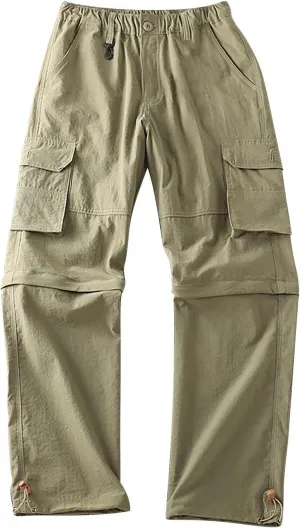 ZYXTIM Mens Hiking Cargo Pants Plus Size Convertible Zip Off Drawstring Pockets Lightweight Fishing Camping Tactical Pants